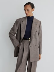 Atelier Grey Wool Woven Relaxed Double-Breasted Blazer - Bilde 3 av 7