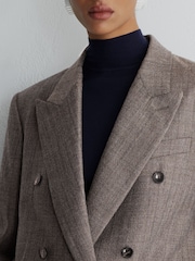 Atelier Grey Wool Woven Relaxed Double-Breasted Blazer - Bilde 4 av 7