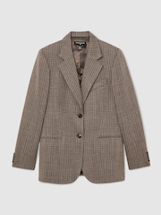 Atelier Wool Cotton Check Single Breasted Relaxed Fit Blazer - Image 2 of 9