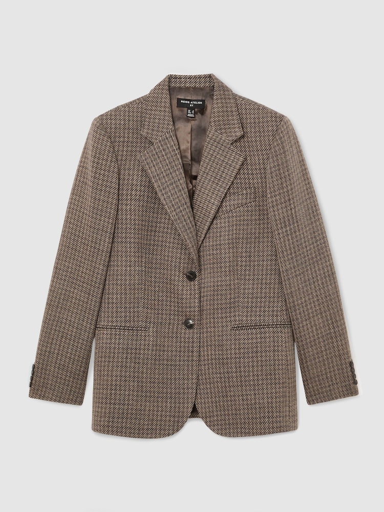 Atelier Wool Cotton Check Single Breasted Relaxed Fit Blazer - Image 2 of 9 Atelier Wool Cotton Check Single Breasted Relaxed Fit Blazer - Image 2 of 9