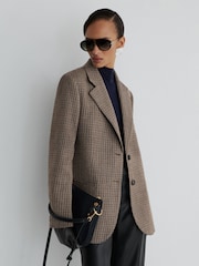 Atelier Wool Cotton Check Single Breasted Relaxed Fit Blazer - Image 7 of 9