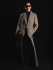 Atelier Wool Cotton Check Single Breasted Relaxed Fit Blazer - Image 8 of 9