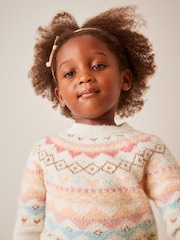 Ecru Marl Fairisle Pattern Jumper Dress (3mths-7yrs) - Image 4 of 7