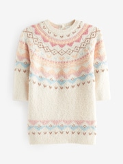 Ecru Marl Fairisle Pattern Jumper Dress (3mths-7yrs) - Image 5 of 7