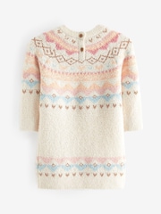 Ecru Marl Fairisle Pattern Jumper Dress (3mths-7yrs) - Image 6 of 7