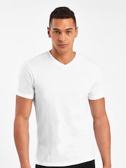 White Slim Fit Essential V-Neck T-Shirt - Image 1 of 4