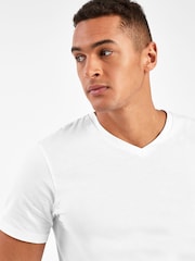 White Slim Fit Essential V-Neck T-Shirt - Image 3 of 4