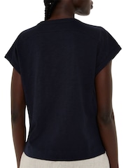 Whistles Blue Aubrie Button Through 100% Cotton Top - Image 2 of 4