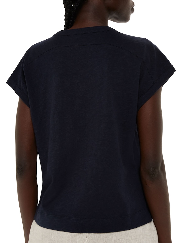 Whistles Blue Aubrie Button Through 100% Cotton Top - Image 2 of 4