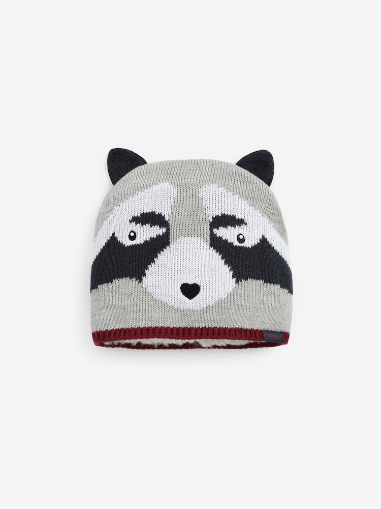 FatFace Grey Raccoon Beanie Hat - Image 1 of 1