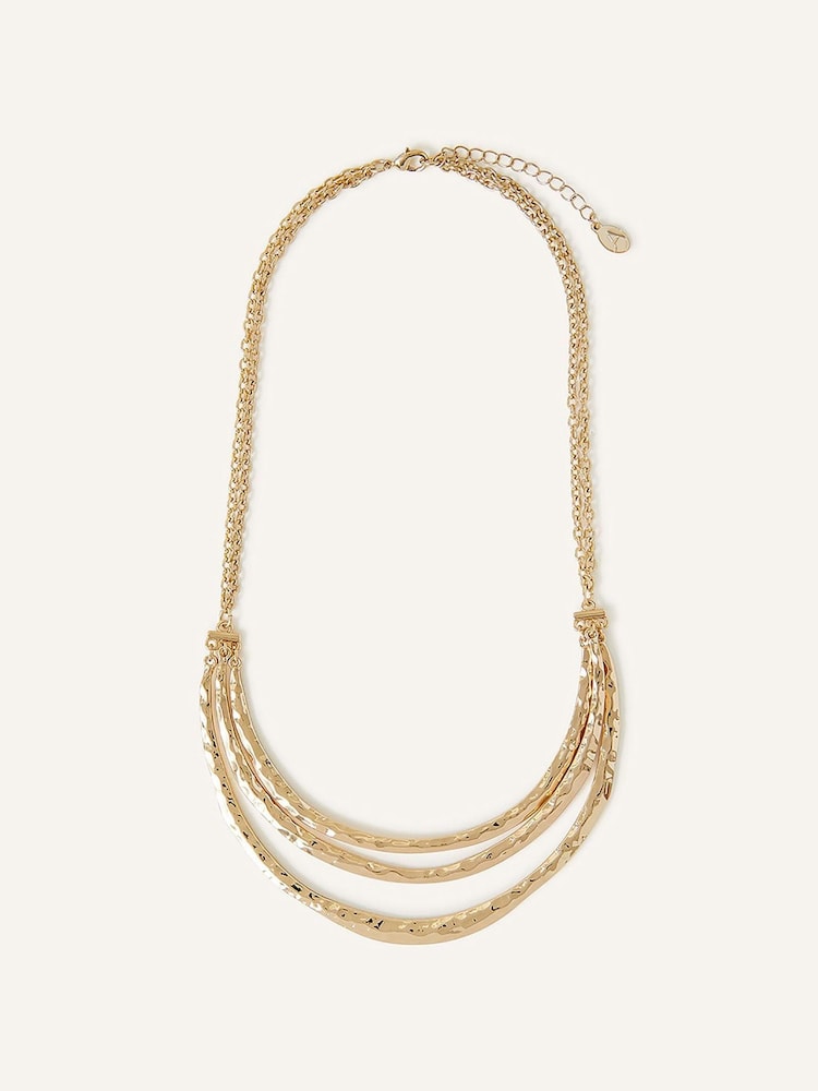 Accessorize Gold Tone Layered Bar Collar Necklace - Image 1 of 3