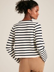 Joules Constance Cream & Navy Striped Cotton Cardigan - Image 2 of 6