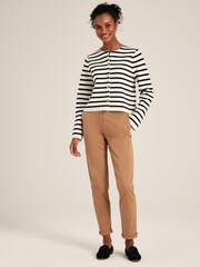 Joules Constance Cream & Navy Striped Cotton Cardigan - Image 3 of 6