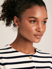 Joules Constance Cream & Navy Striped Cotton Cardigan - Image 4 of 6