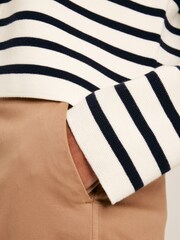Joules Constance Cream & Navy Striped Cotton Cardigan - Image 5 of 6