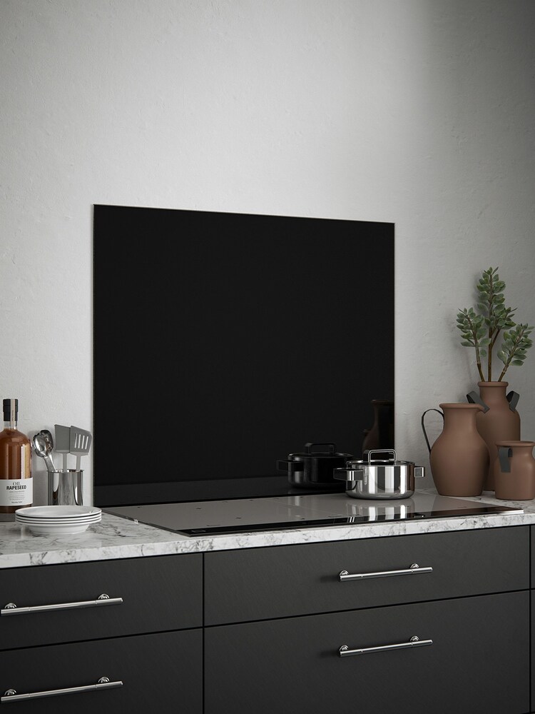 Splashback Black Glass Kitchen Splashback 90x75cm - Image 1 of 5