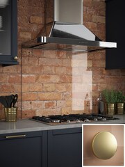 Splashback Brass Clear Glass Splashback Brushed Caps 90x75cm - Image 1 of 4