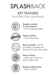 Splashback Brass Clear Glass Splashback Brushed Caps 90x75cm - Image 2 of 4