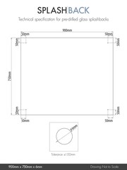 Splashback Brass Clear Glass Splashback Brushed Caps 90x75cm - Image 4 of 4