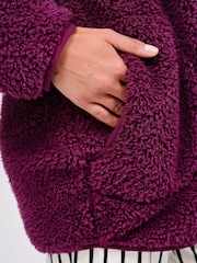 Loungeable Purple Borg Quarter  Zip Fleece - Image 5 of 6