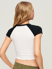 SUPERDRY White Crop Baseball Top - Image 3 of 3