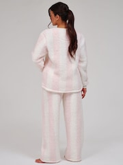 Loungeable Baby Pink Borg Jumper & Wide Leg Trousers Lounge Set - Image 2 of 4