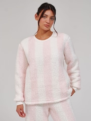 Loungeable Baby Pink Borg Jumper & Wide Leg Trousers Lounge Set - Image 3 of 4