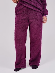 Loungeable Purple Borg Jumper & Wide Leg Trousers Lounge Set - Image 4 of 4