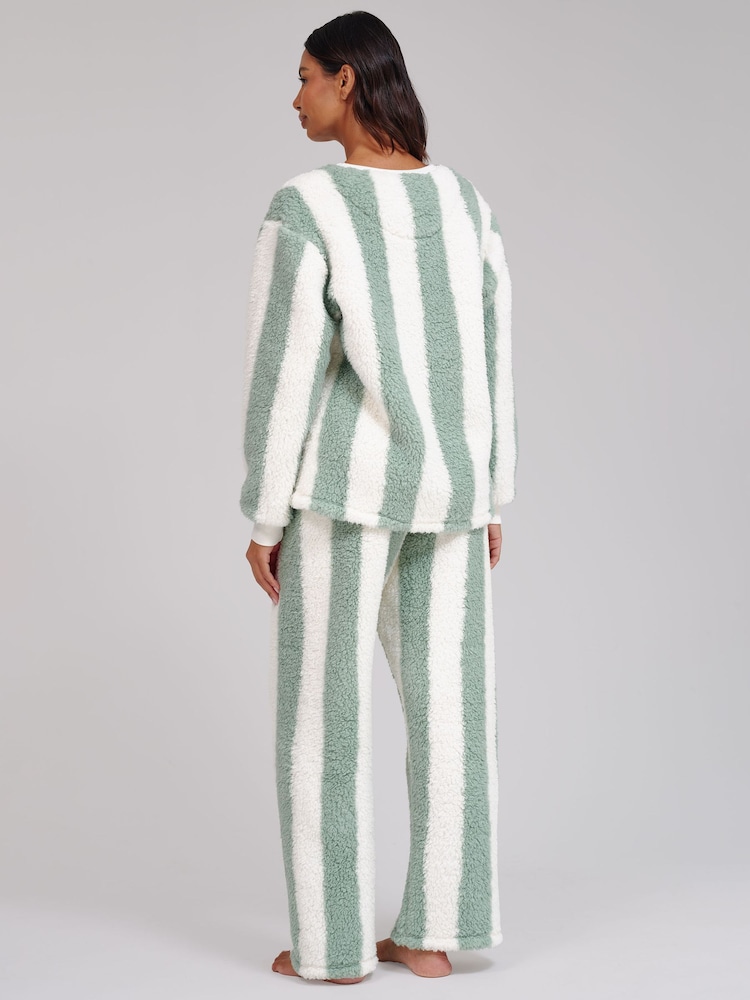Verde - Conjunto Loungeable de jersey Borg y pantalones Wide Leg - Imagen 2 de 4 Verde - Conjunto Loungeable de jersey Borg y pantalones Wide Leg - Imagen 2 de 4
