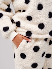 Loungeable White Borg Jumper & Wide Leg Trousers Lounge Set - Image 4 of 9