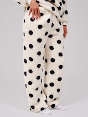 Loungeable White Borg Jumper & Wide Leg Trousers Lounge Set - Image 5 of 9