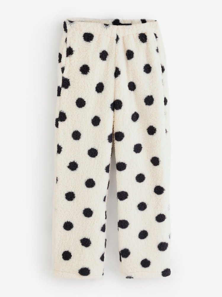 Loungeable White Borg Jumper & Wide Leg Trousers Lounge Set - Image 9 of 9