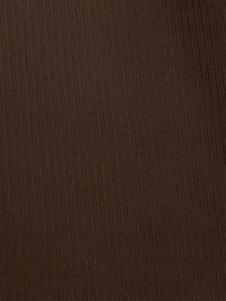 French Connection Brown Cotton Blend Textured Short Sleeve Polo Shirt - Image 6 of 6