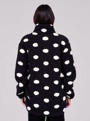 Loungeable Black Polka Dots Borg Quarter  Zip Jumper - Image 2 of 5