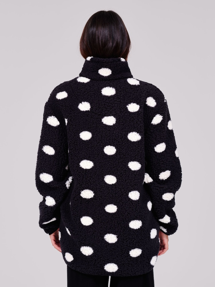 Loungeable Black Polka Dots Borg Quarter  Zip Jumper - Image 2 of 5