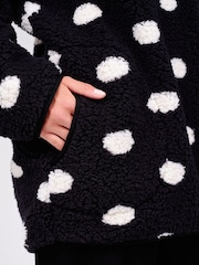 Loungeable Black Polka Dots Borg Quarter  Zip Jumper - Image 4 of 5