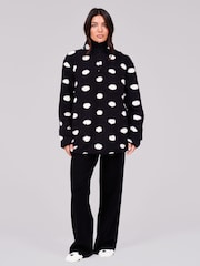 Loungeable Black Polka Dots Borg Quarter  Zip Jumper - Image 5 of 5