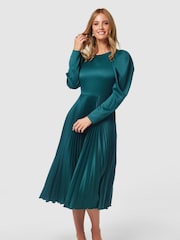 Closet London Blue Pleated Midi Dress - Image 1 of 4
