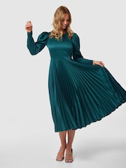 Closet London Blue Pleated Midi Dress - Image 3 of 4