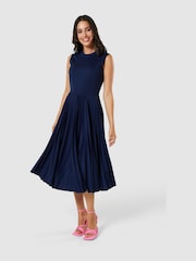 Closet London Blue V-Back Pleated Dress - Image 1 of 5