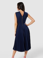 Closet London Blue V-Back Pleated Dress - Image 2 of 5