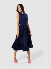 Closet London Blue V-Back Pleated Dress - Image 3 of 5