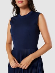 Closet London Blue V-Back Pleated Dress - Image 5 of 5