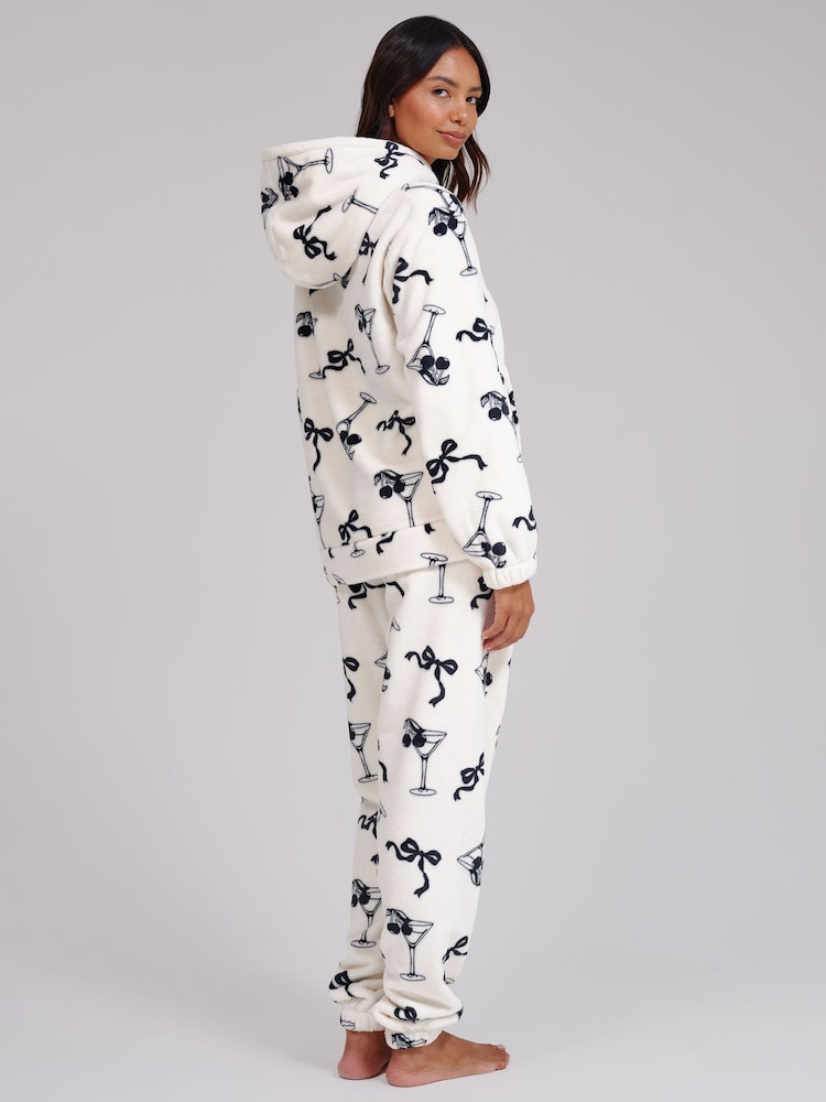 Loungeable Martini Bow Luxury Fleece Hoodie and Joggers Lounge Set - 6суретінің 2 суреті