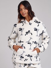 Loungeable Martini Bow Luxury Fleece Hoodie and Joggers Lounge Set - 6суретінің 3 суреті