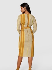 Closet London Brown Long Sleeve Wrap  Pencil Dress - Image 2 of 4