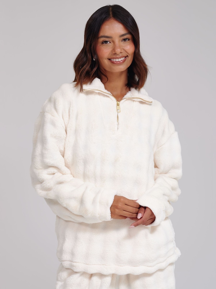 Loungeable Luxury Bubble Fleece Quarter Zip and Trousers Lounge Set - Obrázek 6 z 6