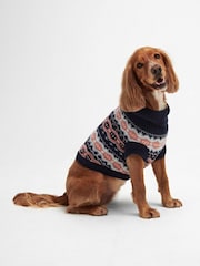 Barbour® Pink/Black Fairisle Pattern Knitted Dog Jumper - Image 1 of 8