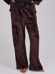 Loungeable Brown Luxury Fleece Wrap Kimono and Trousers Lounge Set - Image 4 of 7