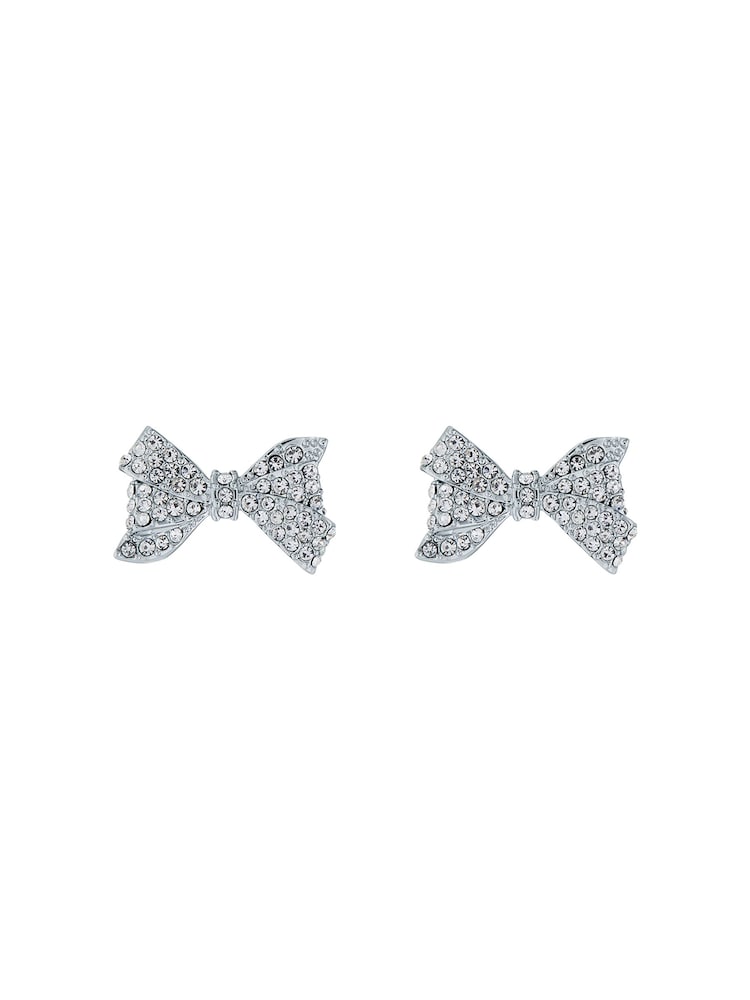 Ted Baker Silver Tone BARSETA Crystal Bow Stud Earrings - Image 2 of 4